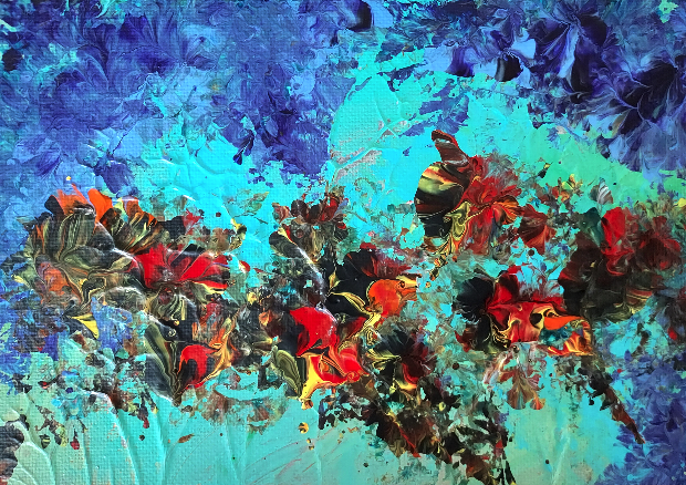Morning Frost & Red Flowers 02